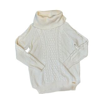 Michael Kors Chunky Cable Knit Turtleneck Sweater Ivory Size Medium